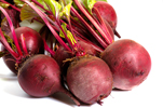 raw beets unpeeled with stems still attached