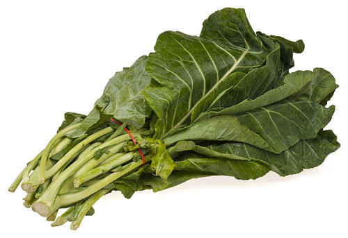 bundle of collard greens with stems